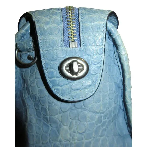 SOLD Coach Rhyder Limited Edition rare dusty blue Croc Embossed Denim Leather - Picture 13 of 16